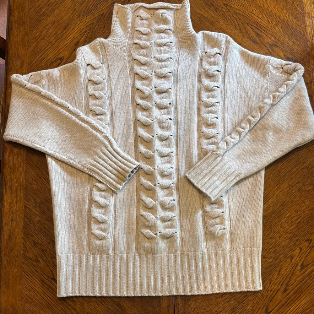 Italian, Lorena Antoniazzi, Cozy Cream Cowl Neck Sweater, Size 46 (large), NWOT